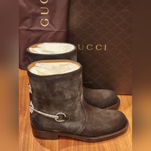 $925 Brand New 100% Auth Gucci Suede Women's Boots EU 35/US 5 Brown